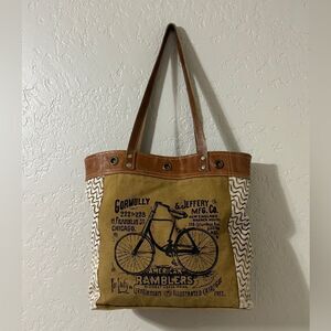 Upcycle Canvas Bag, Handmade Canvas Bag With Leather, Canvas Tote Bag